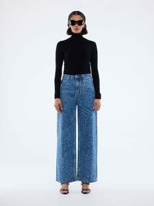 Ena Pelly: Lisa Denim Jean - Blue Mixed Animal