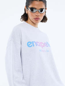 Ena Pelly: Flocked Logo Sweatshirt - White Marle