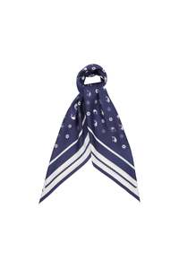 Karen Walker: Whale Floral Classic Silk Scarf - Navy