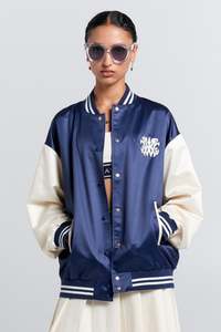 Karen Walker: Runaway Varsity Jacket - Navy/Cream