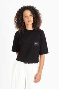Badge knit Top - Black