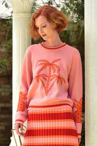 Womens Knitwear 1: Palm Before The Storm - Pink Palm