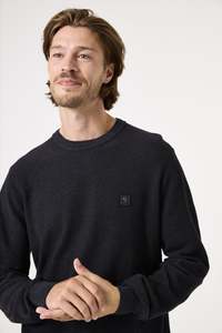 Knitwear: Textured Knit Sweater - Slate