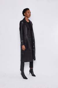 Erin Leather Trench - Black