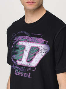 Slub Cotton Tee w/Flocked Logo - Black