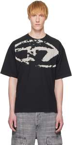 Distressed Flocked Logo Tee - Black