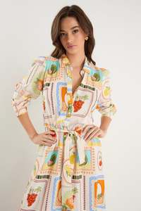 Flo Frankie: Sentiment L/S Maxi Shirt Dress - Tropical Postcard