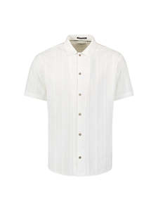 No Excess: Vertical Stripe S/S Shirt - White