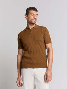 No Excess: Knitted Pullover Polo - Camel