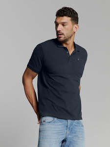 No Excess: Solid Stretch Pique Polo - Night
