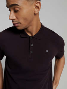 No Excess: Solid Stretch Pique Polo - Black