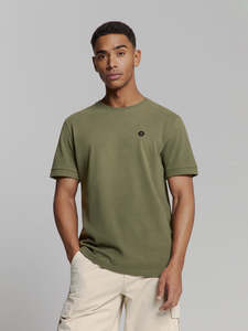 No Excess: Crewneck Peached Tee - Dark Moss