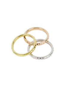 Rock Me Stacker Ring Set - Gold/Rose/Silver