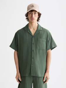 Mens Shorts: Tonal Striped Shirt - Thyme