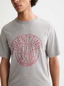 Mens T Shirts: Denim Artwork Tee - Grey Melange