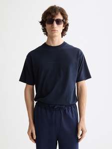 Mens T Shirts: Relaxed Fit Logo Tee - Sky Captain