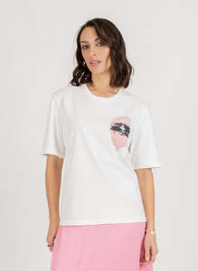 Womens Tee Shirts: Cruise Tee - Lil Balloon - White