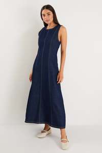 Highway Sleeveless Midi Denim Dress - Indigo