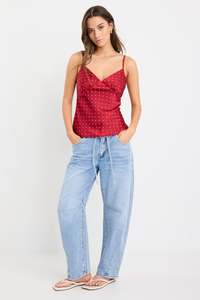 Transcend Satin Bias Cami - Red Polka Dot