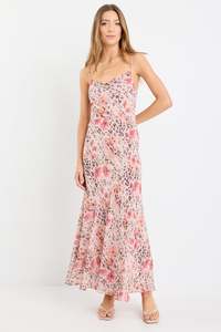New: Reign Strappy Maxi Dress - Floral Animal Print