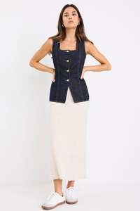 View Square Neck Vest - Indigo