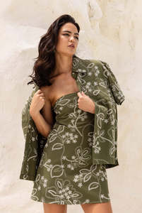 Blak: Edwin Shirt - Khaki w/White Embroidery