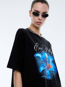 Womens Tee Shirts: Lily Tee - Washed Black