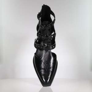 Skyler Cutout Heel - Black Crinkle