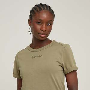 Womens: Embroidered G-Script Logo Tee - Ensis Green