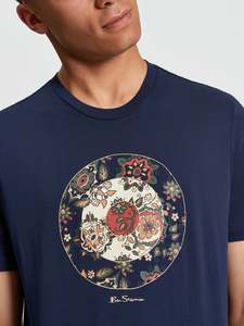 Floral Target Tee - Dark Navy