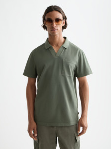 Mens T Shirts: Garment Dyed Pique Tee - Thyme