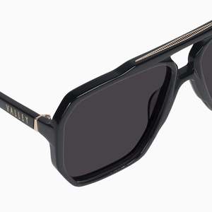 Rodeo Sunglasses - Gloss Black w. Gold Metal/Black Lens