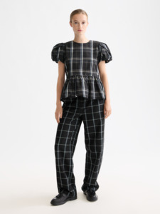 Scotch Soda: Cap Sleeve Taffeta Peplum Top - Taffeta Check