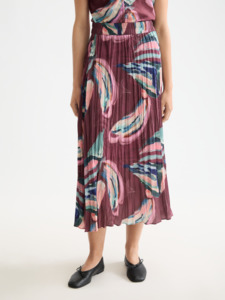 Scotch Soda: Crinkle Pleat Midi Skirt - Abstract Mountain