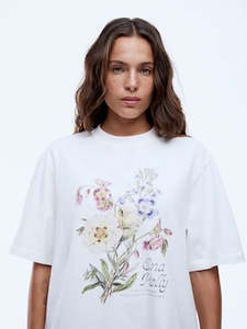 Womens Tee Shirts: Bouquet Tee - Vintage White