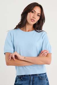 Womens Tee Shirts: Edition Cashmere Knit Tee - Sky Blue