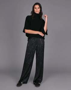 Storm: Bolted Print Wide Leg Pant - Black Print