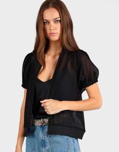 Mesh S/S Bomber Jacket - Black