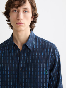 Striped Cotton Voile Shirt - Navy/Blue Stripes