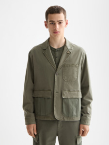 New Mens: Garment Dyed Boxy Fit Blazer - Thyme