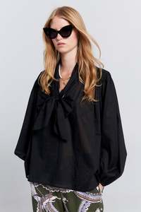 Karen Walker: Reining Bow Blouse - Black
