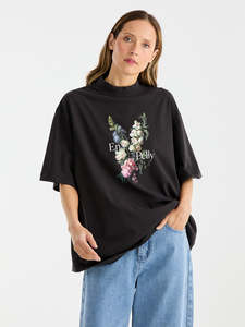 Womens: Antique Flower Tee - Vintage Black