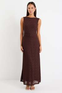 Backlit Lace Maxi Dress - Chocolate