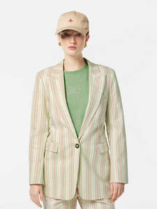 Scotch Soda: Single Breasted Blazer - Linen Stripe