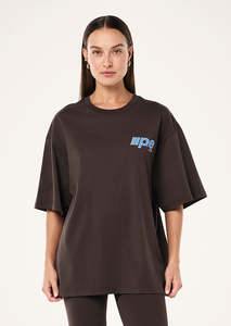 Womens Tee Shirts: Glide Oversized Tee - Coffee