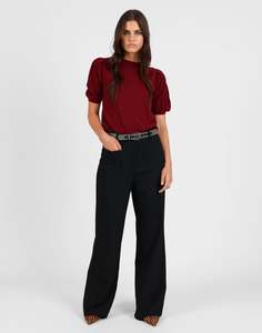 Merino Stitch Sleeve Sweater - Mulberry