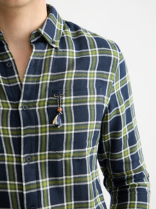 Shirts Long Sleeve: Double Face Regular Fit Shirt - Sky Captain Check