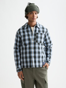 Seersucker Check Padded Overshirt - Thyme/Blue Bonnet