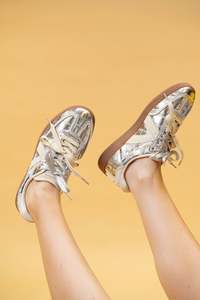 Womens Footwear: Asfvlt Elite Classic Sneaker - Silver Croc/Tan