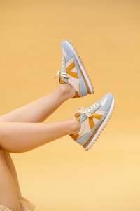 Womens Footwear: Asfvlt Gate Sneaker - Blue/Beige/Cognac Croc